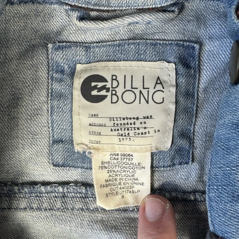 Vintage Billabong Denim Jacket Sweater Knit Sleeves Women's Small S‎ Surfer